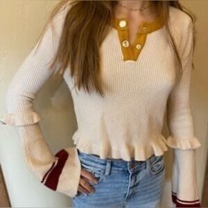 For Love & Lemons Knit Bell Sleeve Sweater